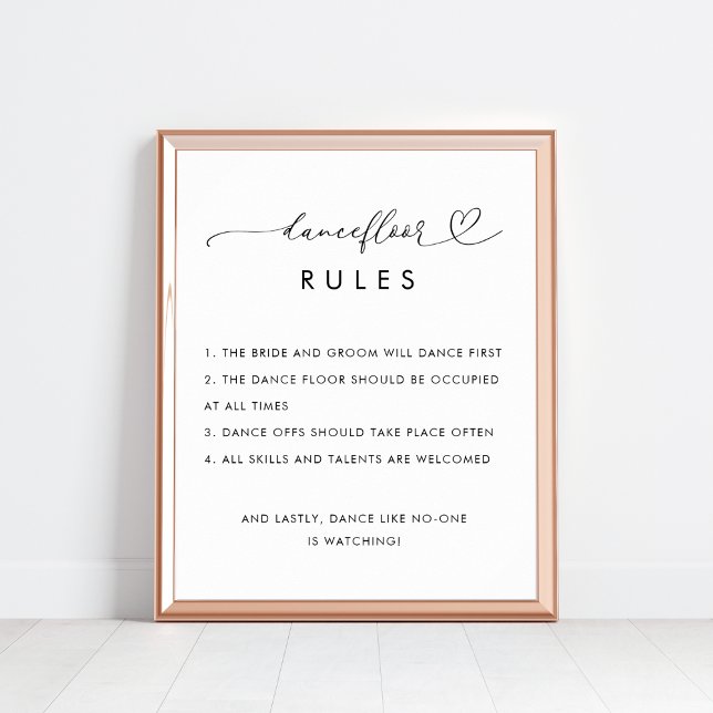 Heart Dance Floor Rules Minimalist Wedding Sign    (Creator Uploaded)