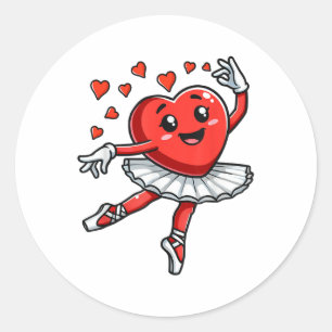 Heart Dancing Ballet Valentines Day Ballet Teacher Classic Round Sticker