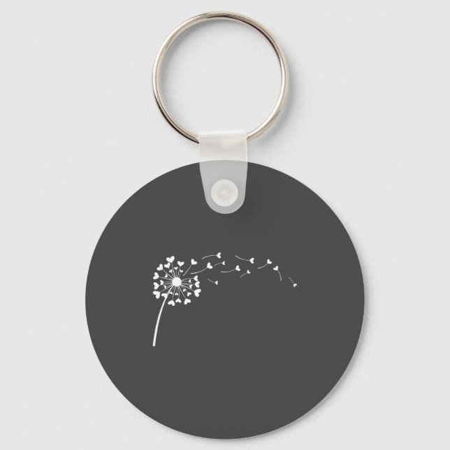 Heart Dandelion Flower Love Cute Valentines Day Wo Key Ring (Front)
