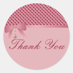 Heart Dangle Pink Stripes And Dots Classic Round Sticker