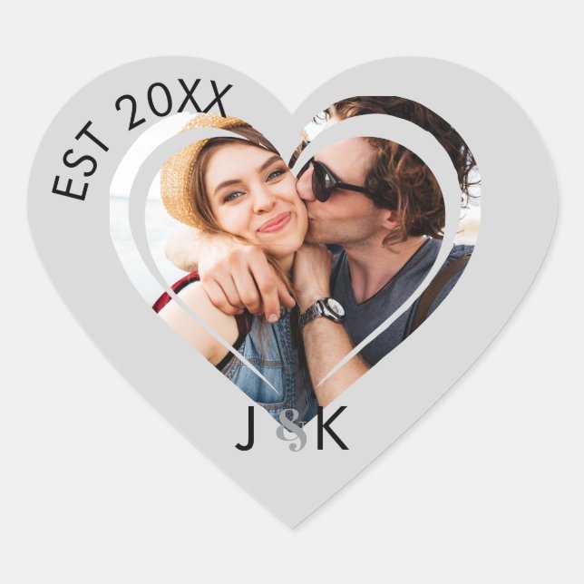 Heart Dating Couple Girlfriend Boyfriend Photo  Heart Sticker (Front)