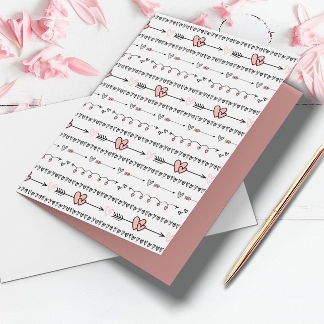 Heart Day Doodles Valentine's Day Card (Cute Hearts and Arrows Doodles custom text card for Valentine's Day, anniversary or just because.)