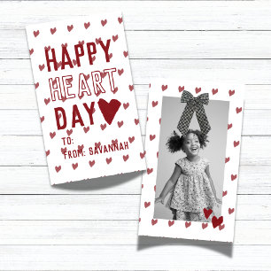 Heart Day Gingham Bow Valentines Classroom Card