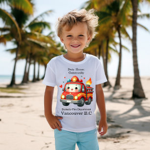 Heart-decorated cartoon firetruck T-Shirt