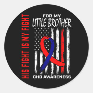 Heart Defect Chd Awareness Little Brother Flag Classic Round Sticker