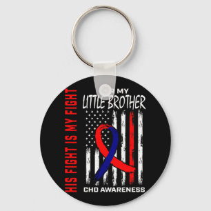 Heart Defect Chd Awareness Little Brother Flag  Key Ring