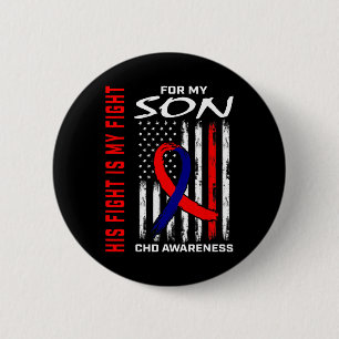 Heart Defect Chd Awareness Son Usa American Flag 6 Cm Round Badge