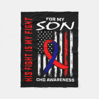 Heart Defect Chd Awareness Son Usa American Flag  Fleece Blanket