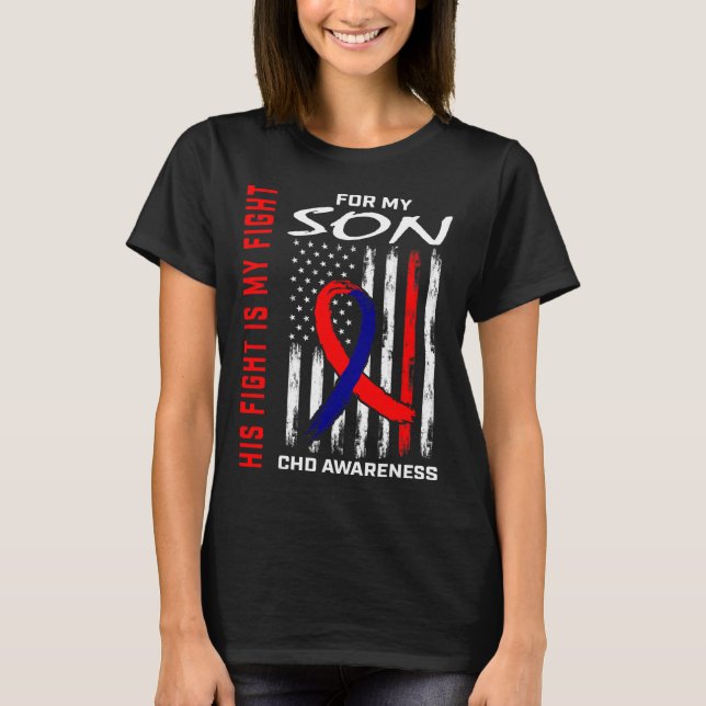 Heart Defect Chd Awareness Son Usa American Flag  T-Shirt (Front)