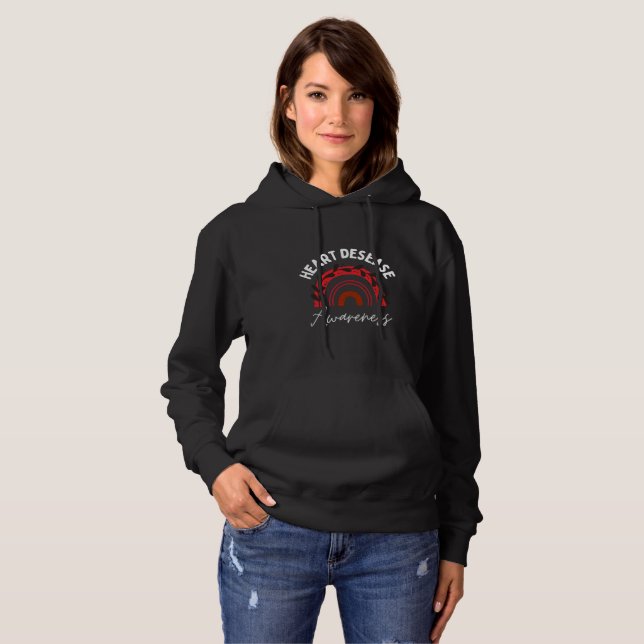 heart desease awareness  red rainbow colour design hoodie (Front Full)