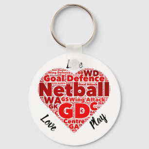 Heart Design GD Inspirational Netball Key Ring
