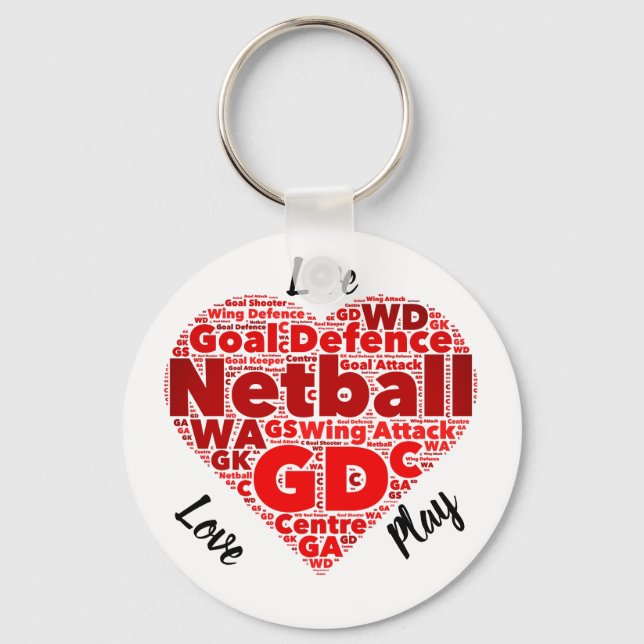 Heart Design GD Inspirational Netball Key Ring (Front)