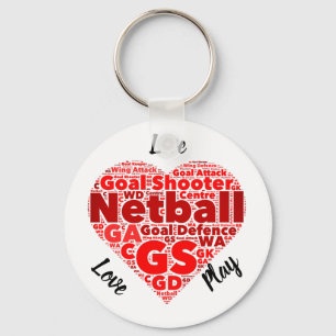 Heart Design GS Inspirational Netball Key Ring