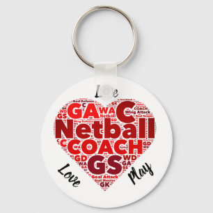 Heart Design Inspirational Netball Coach Key Ring