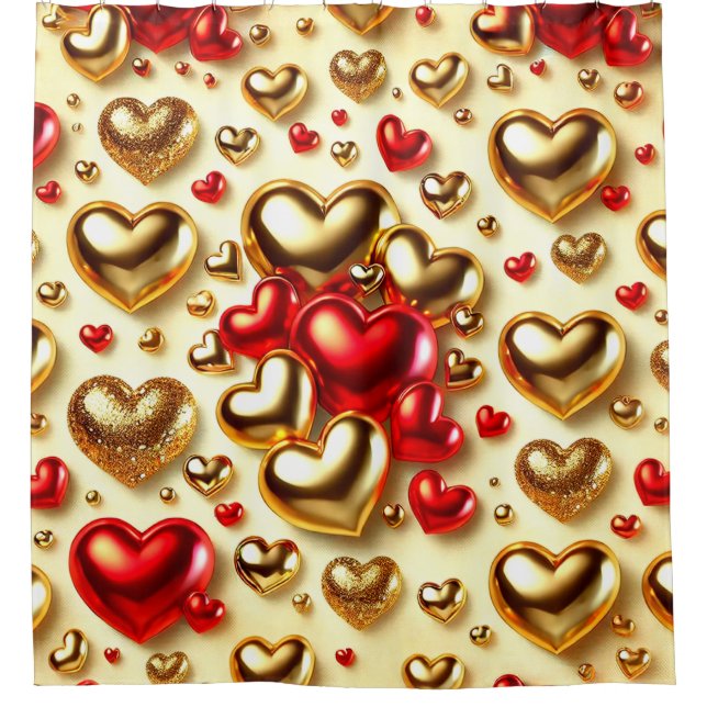 Heart Design Shower Curtain (Front)