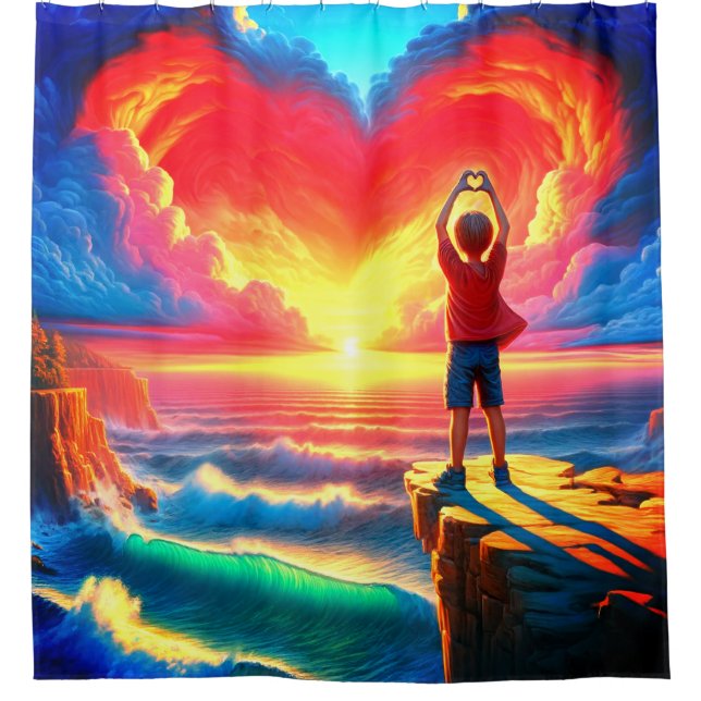 Heart Design Shower Curtain (Front)