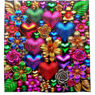 Heart Design Shower Curtain