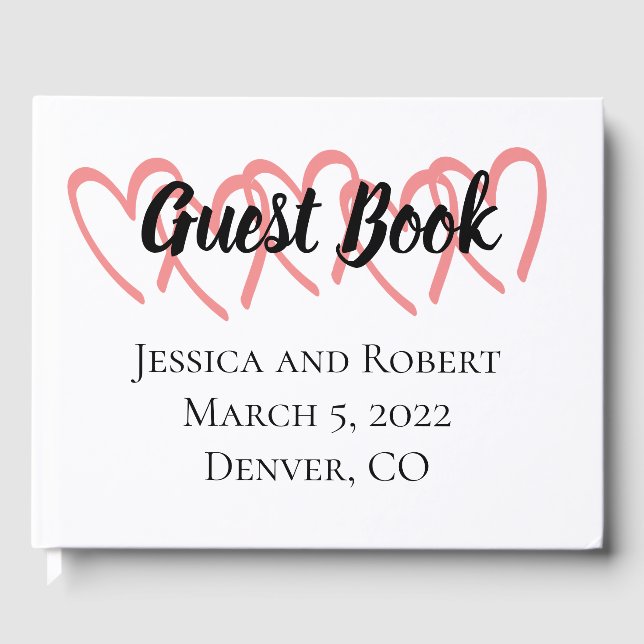 Heart design wedding guest book (Front)
