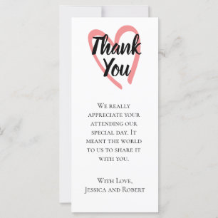 Heart design wedding thank you note