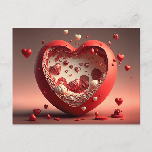Heart designed 3D  postcard (Front)