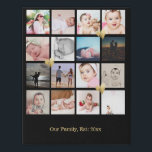 Heart Detail 16 Photo Family Custom Personalised Faux Canvas Print<br><div class="desc">Easy designed by you - custom 16 photo template created by you personalised wall art - Faux Wrapped Canvas Print from Ricaso - add your own photographs and text to this great faux canvas - with small gold heart detail</div>