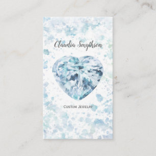 Heart Diamond Watercolor Business Cards
