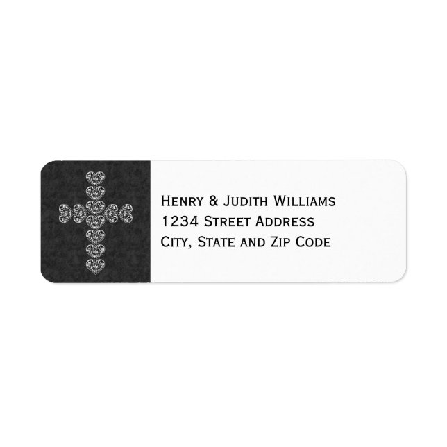 Heart Diamonds Cross Return Address Label (Front)