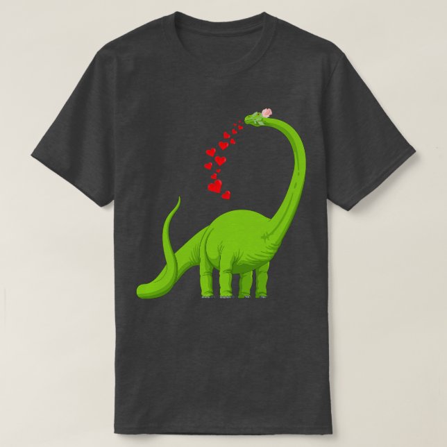 Heart Dinosaur Brachiosaurus Cute Valentines Day T-Shirt (Design Front)