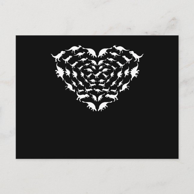 Heart Dinosaur Valentine Couples Valentines Day Gr Invitation Postcard (Front)