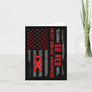 Heart Disease American Flag Go Red Heart Disease A Card