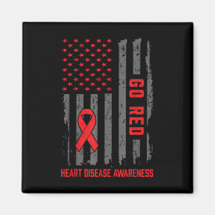 Heart Disease American Flag Go Red Heart Disease A Magnet