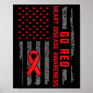 Heart Disease American Flag Go Red Heart Disease A Poster