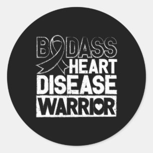 Heart Disease Awareness Bad Heart Disease Warrior  Classic Round Sticker