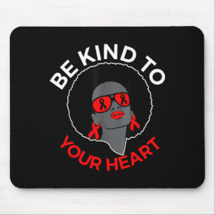Heart Disease Awareness Black Womens Red Heart Hea Mouse Pad