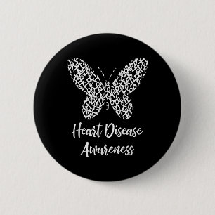 Heart Disease Awareness Butterfly Gift February We 6 Cm Round Badge