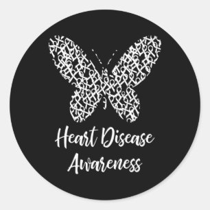 Heart Disease Awareness Butterfly Gift February We Classic Round Sticker