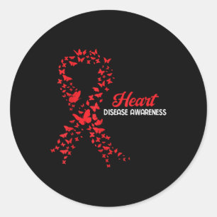 Heart Disease Awareness Butterfly Go Red Heart Classic Round Sticker