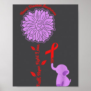 Heart Disease Awareness Faith Hope Fight Love Card Poster