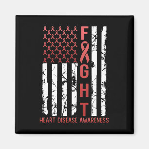 Heart Disease Awareness February Usa Flag Ribbon R Magnet