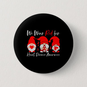 Heart Disease Awareness Gnome  6 Cm Round Badge