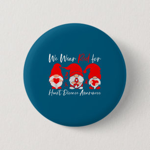 Heart Disease Awareness Gnome  6 Cm Round Badge