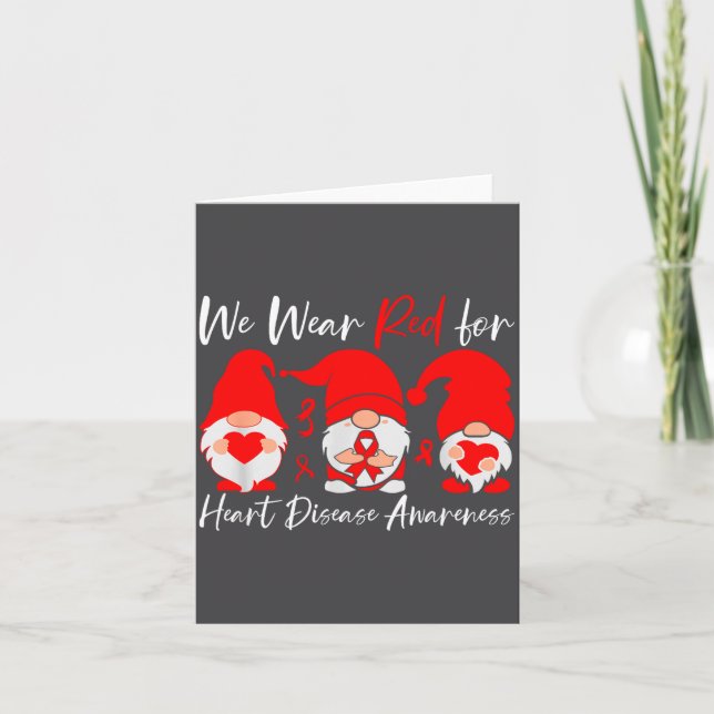 Heart Disease Awareness Gnome  Card (Front)