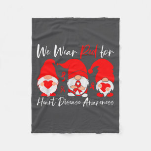 Heart Disease Awareness Gnome  Fleece Blanket