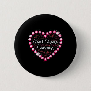 Heart Disease Awareness Health Month Support Love 6 Cm Round Badge