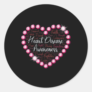 Heart Disease Awareness Health Month Support Love  Classic Round Sticker