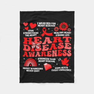Heart Disease Awareness Heart February Wear Red Gr Fleece Blanket