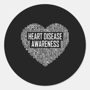 Heart Disease Awareness Heart Gift February Wear R Classic Round Sticker