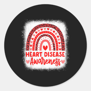 Heart Disease Awareness Heart Month Rainbow Heart Classic Round Sticker