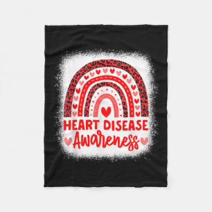Heart Disease Awareness Heart Month Rainbow Heart Fleece Blanket