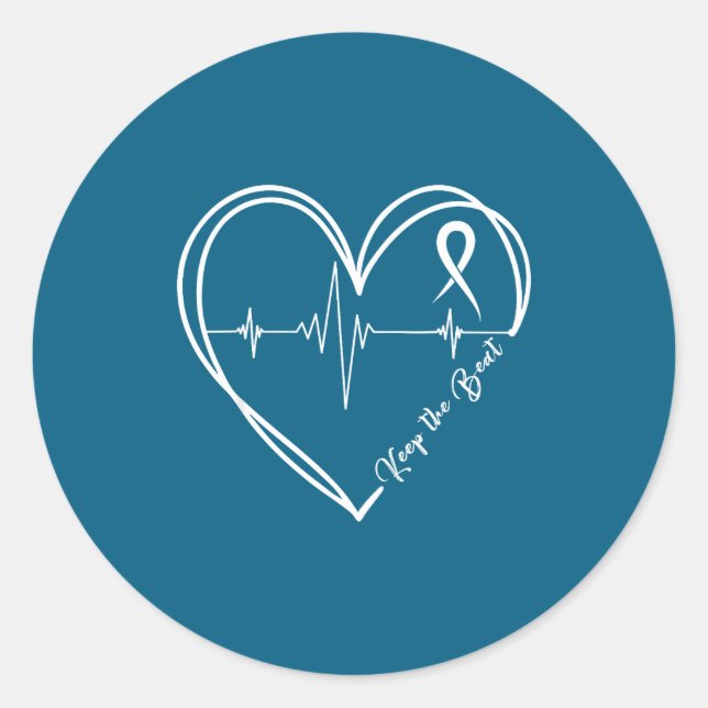 Heart Disease Awareness Heartbeat Chd Wear Red Hea Classic Round Sticker (Front)